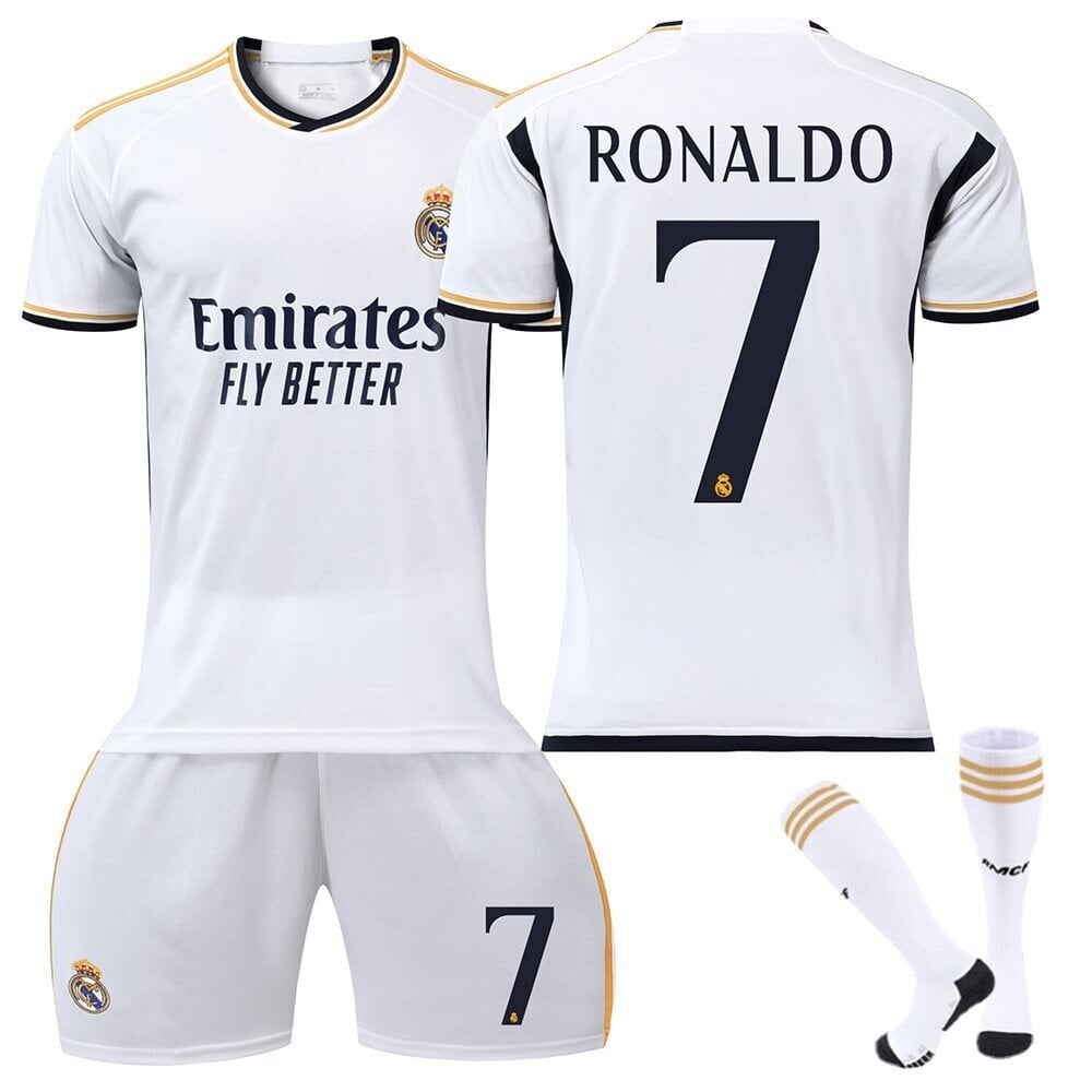 23-24 Ronaldo 7 Real Madrid Jersey uusi kausi uusin aikuisten lasten jalkapallopaidat Z- Perfet Kids 22 (120-130cm) hinta ja tiedot | Jalkapallovaatteet ja -varusteet | hobbyhall.fi