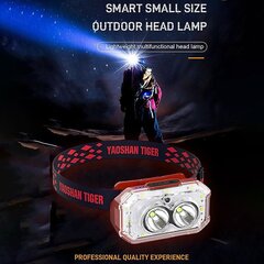 USB-ladattava superkirkas LED-liiketunnistin otsalamppu Double Light Induktiopääremmit Taskulamppu Camping Fishing Headlight (FMY) hinta ja tiedot | Retkilamput | hobbyhall.fi