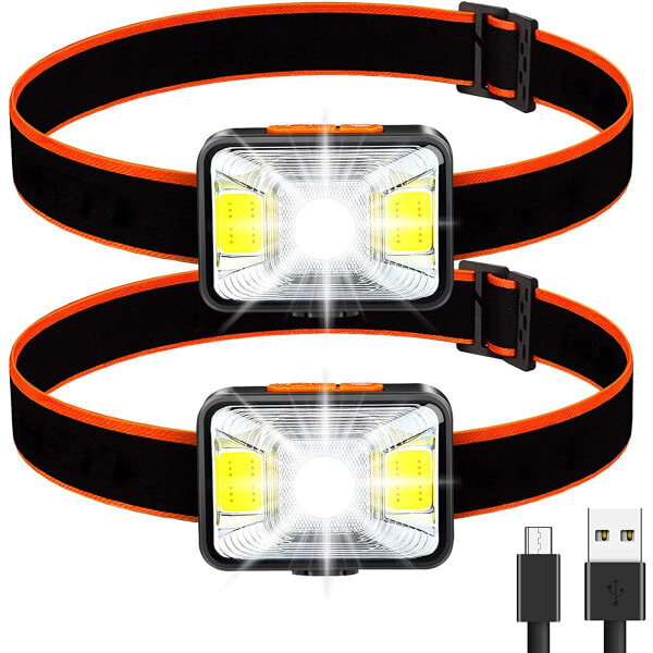 2 kpl LED USB ladattava otsalamppu 5 tilaa, valkoinen, punainen valo hinta ja tiedot | Retkilamput | hobbyhall.fi