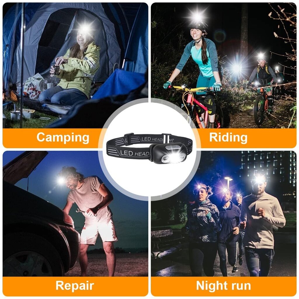 2 Pack USB ladattava ajovalaisin IPX6 vedenpitävä Ultra Light Super Light 160 lumenin LED-otsolamppu liiketunnistimella ja punaisen valon tilalla *H hinta ja tiedot | Retkilamput | hobbyhall.fi