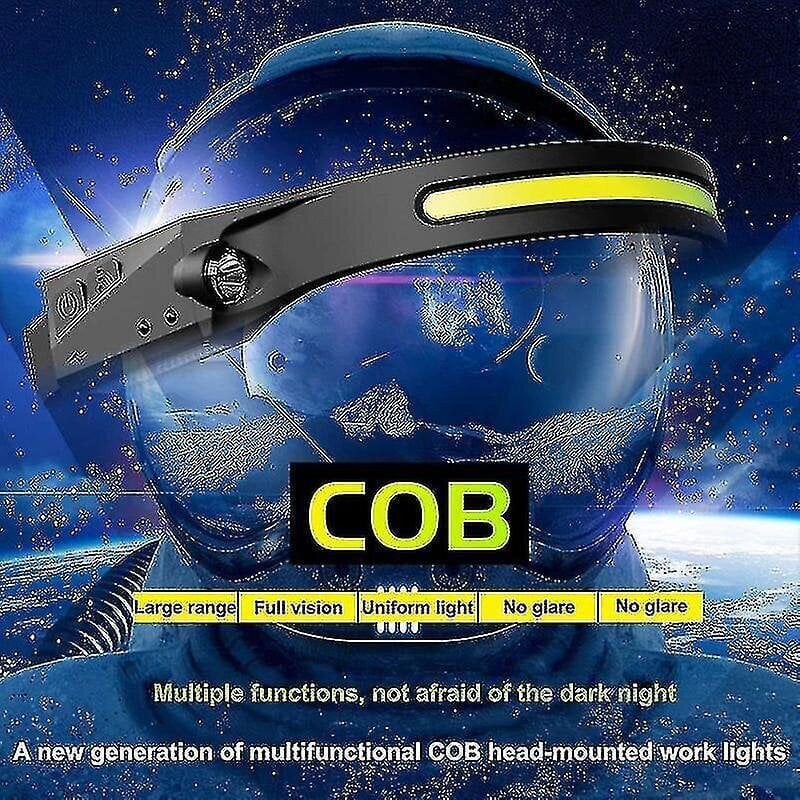 Cob Led -otsalampputunnistin ajovalo 5 valaistustilaa työvalo USB-ladattava otsalamppu taskulamppu sisäänrakennetulla paristotaskulamolla hinta ja tiedot | Retkilamput | hobbyhall.fi