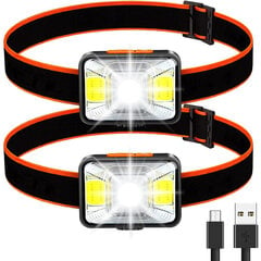 CDQ 2kpl LED USB ladattava otsalamppu 5 tilaa, valkoinen, punainen valo hinta ja tiedot | Retkilamput | hobbyhall.fi