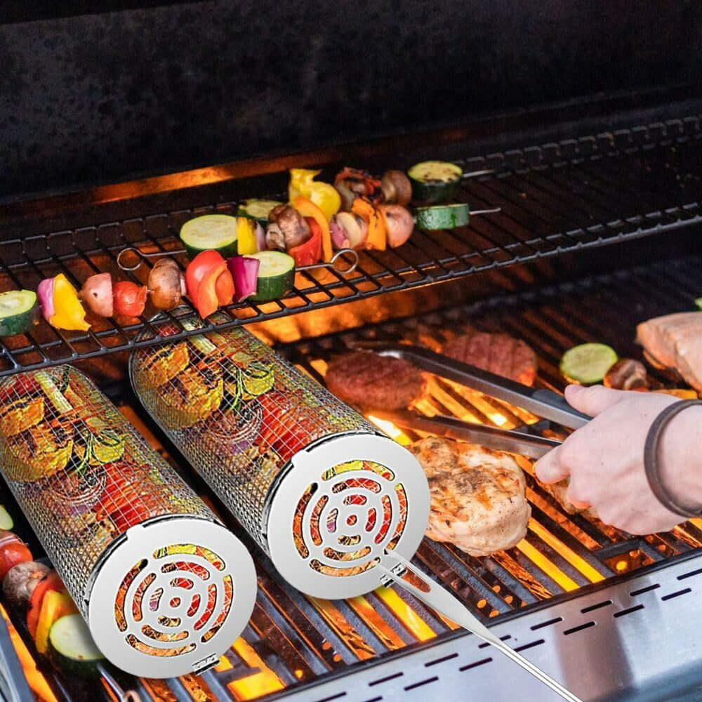 Grillikori vihannesten grillaukseen liha ranskalaiset grillin pyörivä ritilä grilliin hinta ja tiedot | Grillitarvikkeet ja -välineet | hobbyhall.fi