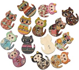 50 kpl Nappeja kissoille Crafts Button AAC Cats Large Wooden Ompelu hinta ja tiedot | Kirjontatarvikkeet | hobbyhall.fi