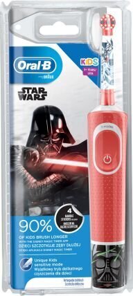 Braun Oral-B lasten sähköhammasharja D100.413.2K Star Wars ajastin, punainen hinta ja tiedot | Sähköhammasharjat | hobbyhall.fi