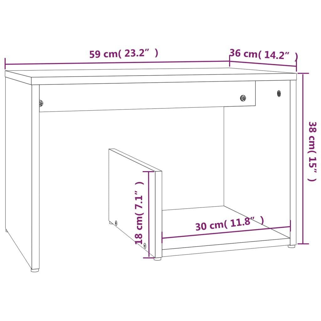 vidaXL Sivupöytä ruskea tammi 59x36x38 cm tekninen puu hinta ja tiedot | Sohvapöydät | hobbyhall.fi