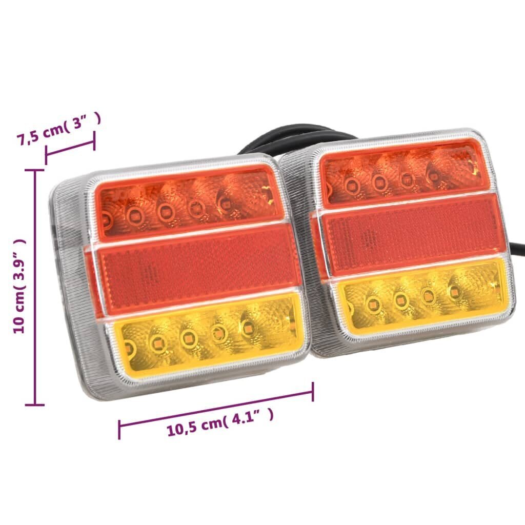 vidaXL Perävaunuvalot 2 kpl pun. 10,5x7,5x10 cm 12V LED-polttimo hinta ja tiedot | Peräkärryt ja venetrailerit | hobbyhall.fi