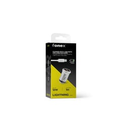 Fonex 2xUSB autolaturi Lightning-kaapelilla SCK2LS, 2.1A, valkoinen hinta ja tiedot | Puhelimen laturit | hobbyhall.fi