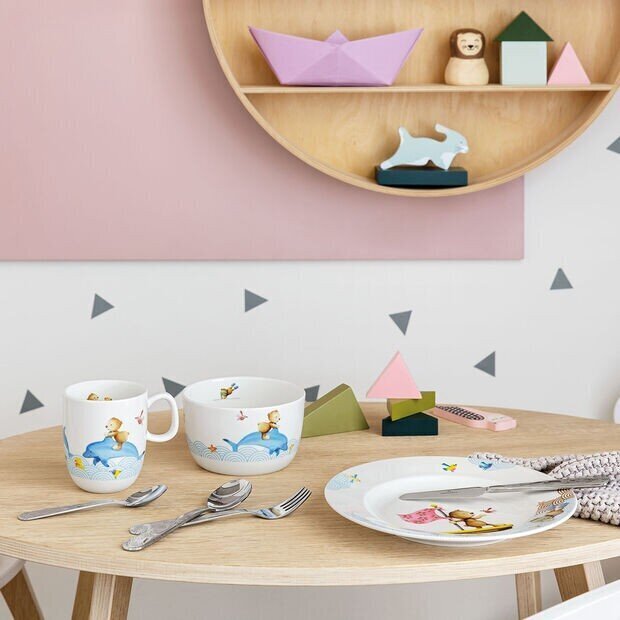 Villeroy & Boch "Happy as a Bear" lasten ruokailuvälinesetti, 4 osaa hinta ja tiedot | Ruokailuvälineet | hobbyhall.fi