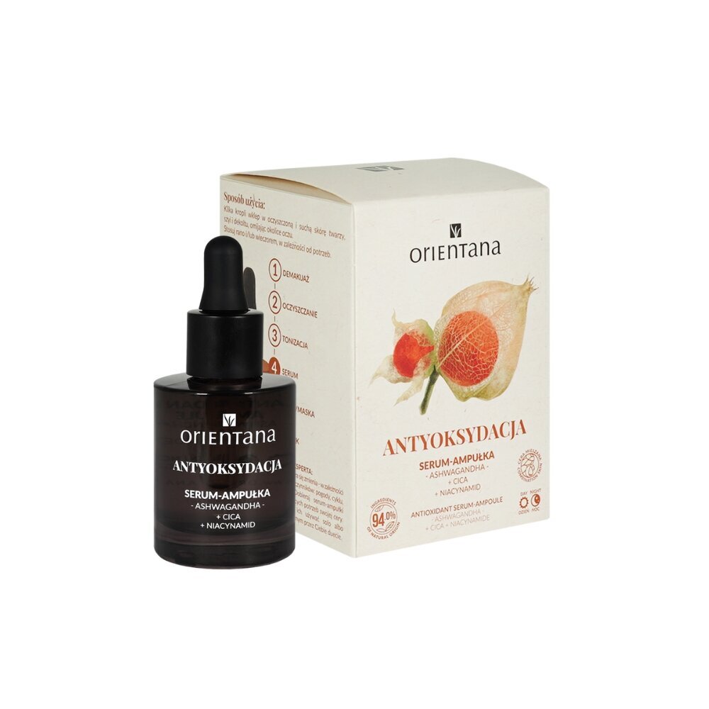 ORIENTANA - Antioksidanttiampulli/seerumi - Ashwagandha Cica Niacinamide, 30ml hinta ja tiedot | Kasvoöljyt ja seerumit | hobbyhall.fi