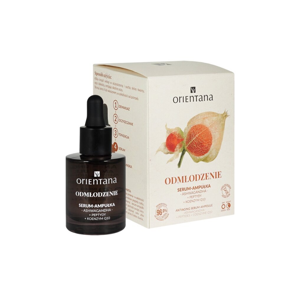 ORIENTANA - Nuorentava ampulli/seerumi - Ashwagandha Peptides Coentsyme Q10, 30ml hinta ja tiedot | Kasvoöljyt ja seerumit | hobbyhall.fi