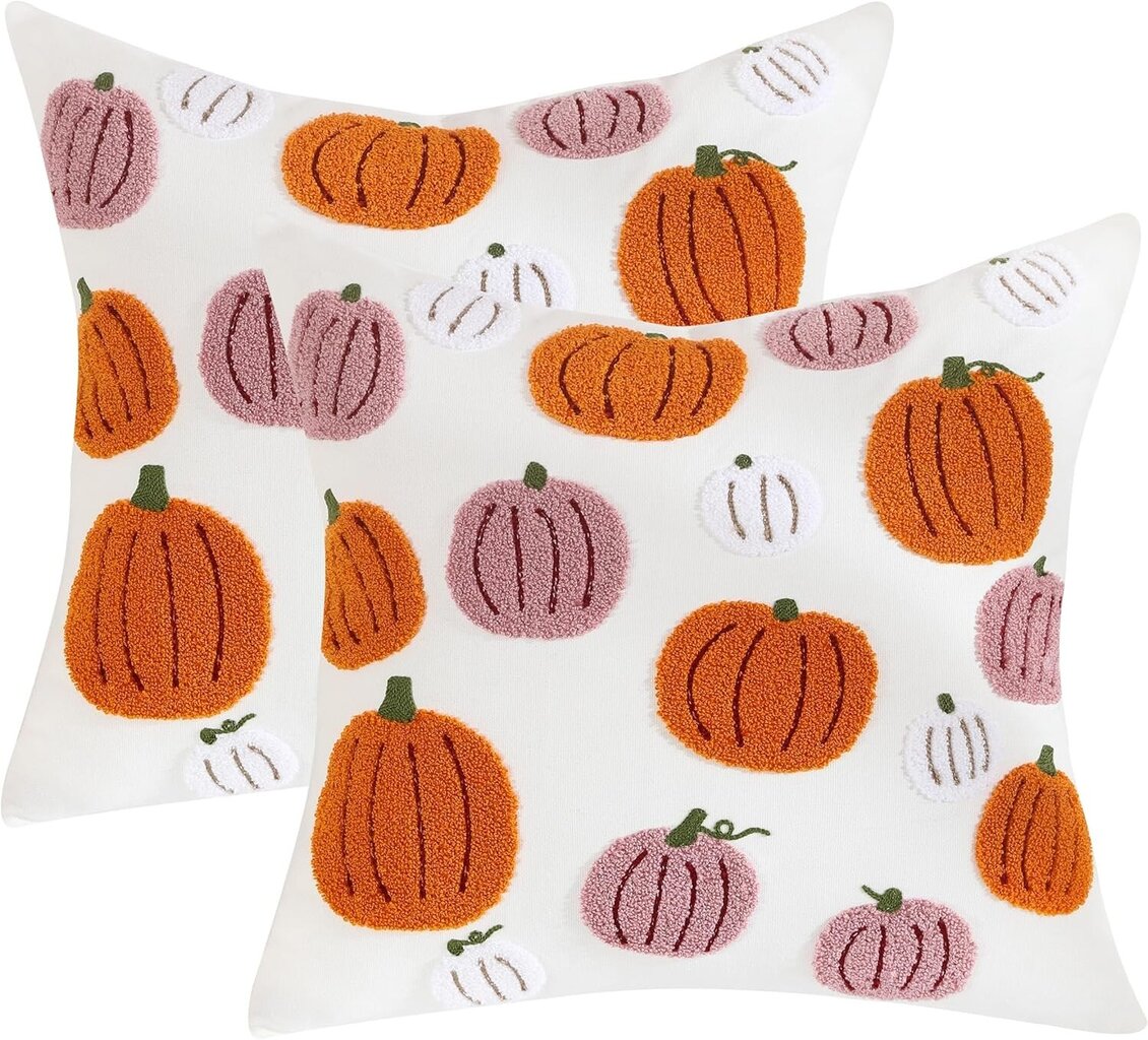 2 kpl Halloween-tyynynpäällinen 45 x 45 cm kurpitsalla tuftattu brodeerattu ruusuoranssi tyynyliina sohvalle olohuoneen sisustukseen, valkoinen hinta ja tiedot | Sohvat ja vuodesohvat | hobbyhall.fi