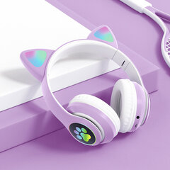 Langaton Bluetooth-kuuloke-Cat Ear LED -pelikuuloke, violetti hinta ja tiedot | Kuulokkeet | hobbyhall.fi