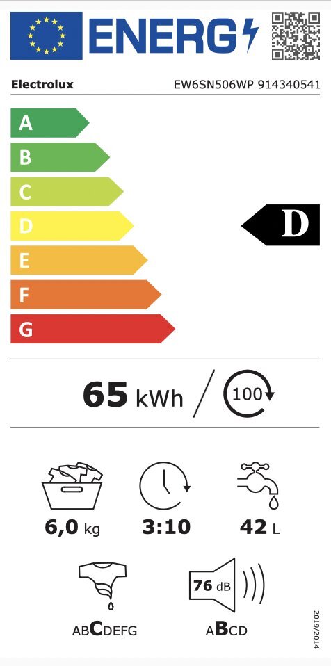 Electrolux EW6SN506W hinta ja tiedot | Pyykinpesukoneet | hobbyhall.fi