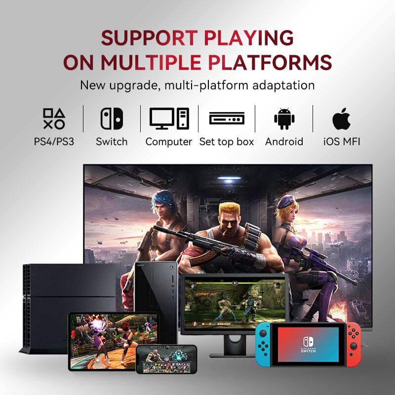 Musta Vihreä Bluetooth-yhteensopiva langallinen ohjain 2.4G Connection Arcade pelikonsoli Joystick PS3-PS4 Switch PC Android iOS hinta ja tiedot | Pelikonsolitarvikkeet | hobbyhall.fi