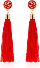 Ruusukukka pitkä lanka Tassel Drop Korvakorut, Boho Tupsu Statement Korvakorut hinta ja tiedot | Korvakorut | hobbyhall.fi