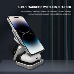 3 in 1 -taitettava magneettinen langaton latausteline iPhone 14, 13, 12 Pro/AirPods 3/2 -aseman pikalaturitelineelle hinta ja tiedot | Paristolaturit | hobbyhall.fi