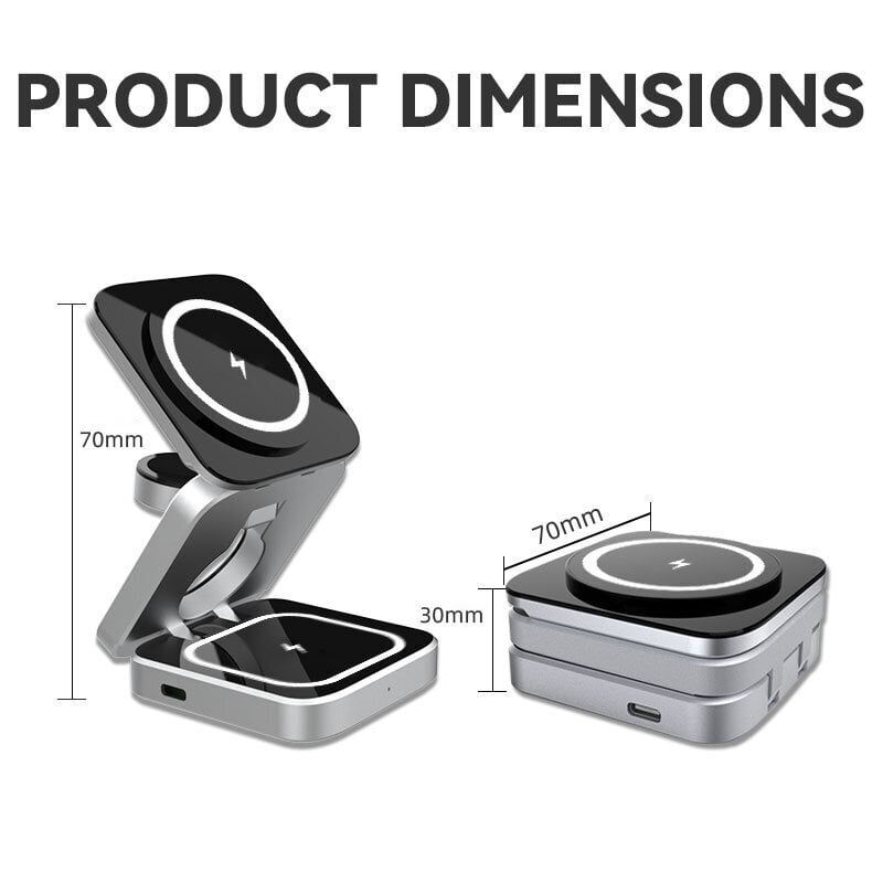 3 in 1 -taitettava magneettinen langaton latausteline iPhone 14, 13, 12 Pro/AirPods 3/2 -aseman pikalaturitelineelle hinta ja tiedot | Paristolaturit | hobbyhall.fi