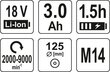 Kulmahiomakone johdoton (ilman harjoja) 18V 3 Ah Li-Ion, d-125mm Yato (YT-82829). hinta ja tiedot | Hiomakoneet | hobbyhall.fi