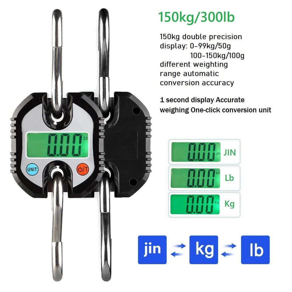 Nosturivaaka 150 kg Kaksinkertainen tarkkuus elektroninen digitaalinen koukkuvaaka Mini LCD-silmukainen ripustusvaaka hinta ja tiedot | Puhelimen lisätarvikkeet | hobbyhall.fi