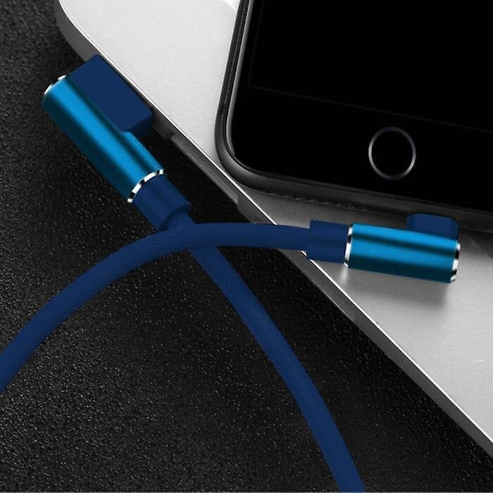 Nohon iPhone Lightning -latauskaapeli 90 ° - 3 metriä - punottu nailoninen laturin datakaapeli Android sininen hinta ja tiedot | Kaapelit ja adapterit | hobbyhall.fi