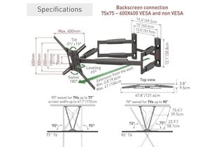 Barkan TV-seinäteline 104 cm pituus hinta ja tiedot | TV-tasot | hobbyhall.fi