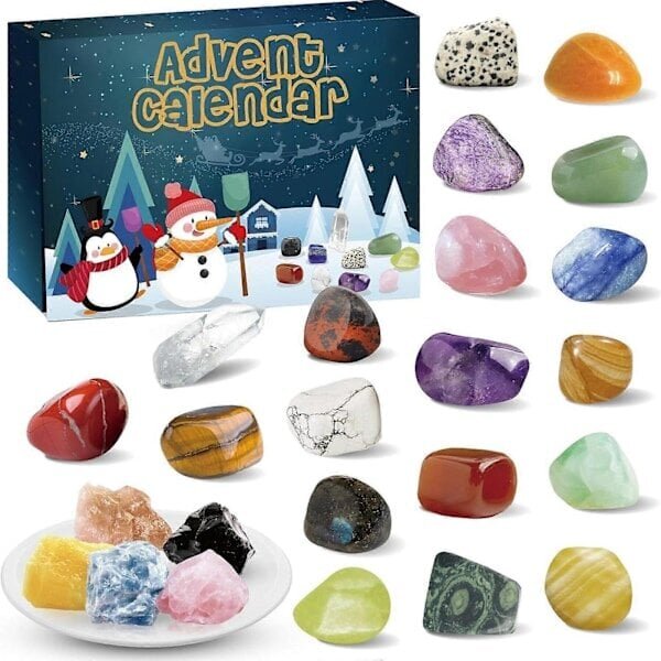 Adventtikalenteri 2024 24 Natural Crystal Agate Days Lasten adventtikalenteri Sarjan 24 päivän joulukalenteri Adventti hinta ja tiedot | Urheilukassit ja reput | hobbyhall.fi