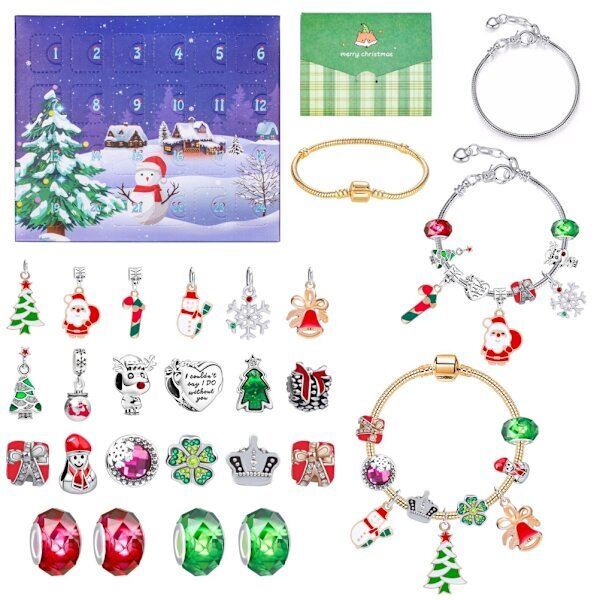 Joulun adventtikalenteri DIY Charm rannekorun valmistussarja lapsille 24 päivän joulukalenteri korulahjat tytöille hinta ja tiedot | Urheilukassit ja reput | hobbyhall.fi