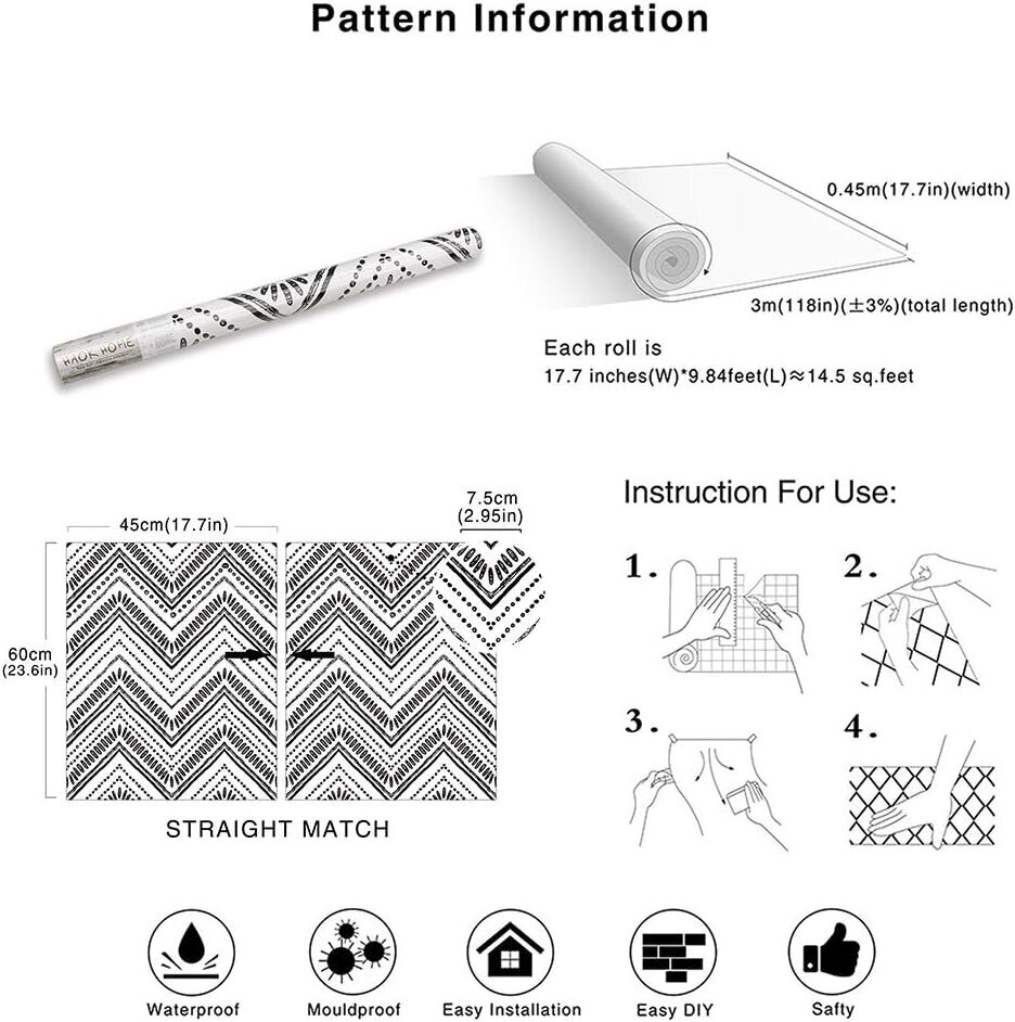 Moderni Circle Oval Stripe Peel and Stick -taustakuva mustavalkoinen hinta ja tiedot | Tapetit | hobbyhall.fi