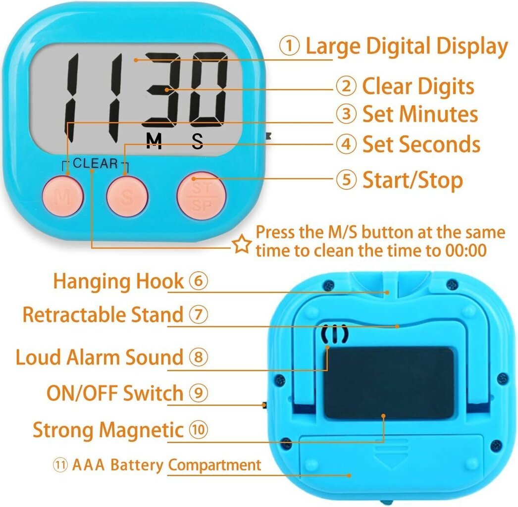 Keittiöajastimet Loud Ring Digitaaliset ajastimet ruoanlaittoon Magneettiset hinta ja tiedot | Ajastimet ja termostaatit | hobbyhall.fi