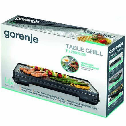 Gorenje Grill TG2000LCB Contact, 2000 W, hinta ja tiedot | Sähkögrillit | hobbyhall.fi