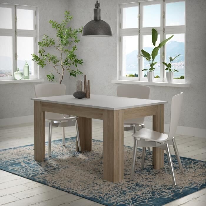 Ruokapöytä Pilvi 140x90 cm, sonoma tammi/valkoinen hinta ja tiedot | Ruokapöydät | hobbyhall.fi