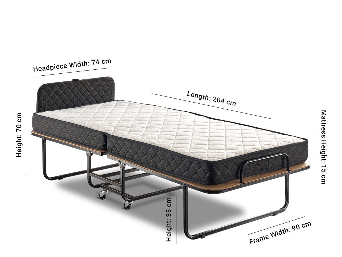 Kokoontaitettava sänky Kalune Design Niron XL, 90x200 cm, musta hinta ja tiedot | Sängyt | hobbyhall.fi