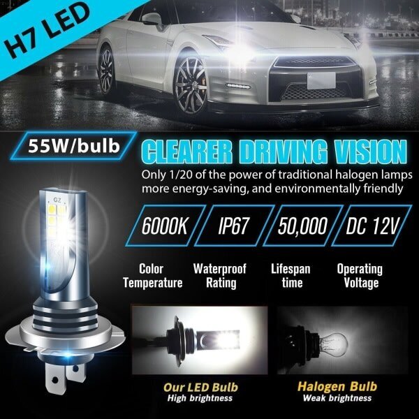 4x H7 LED ajovalosarja kaukovalot 220W 60000LM Super light 6000K white-WELLNGS hinta ja tiedot | Lisätarvikkeet autoiluun | hobbyhall.fi