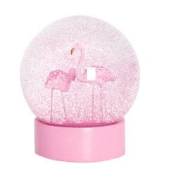 Flamingo Glitter kirkas lasi lumipallo kristallipallo vaaleanpunaisella pohjalla hinta ja tiedot | Joulukoristeet | hobbyhall.fi