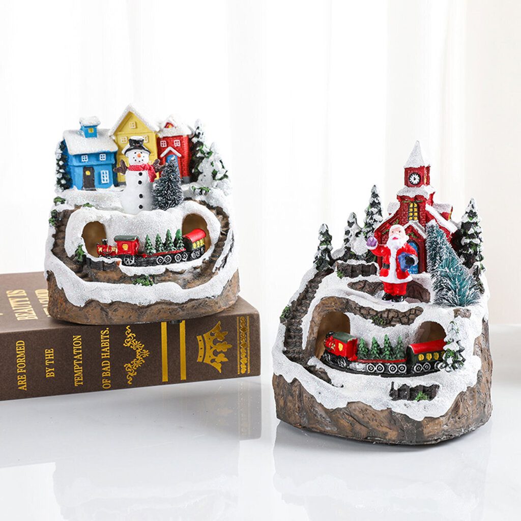 Joulukylän hehkuva musiikkilaatikko, Pyörivä Snow Mountain -juna, Joulupukkityyli, Joulun kodin sisustuslahjakokoelma hinta ja tiedot | Joulukoristeet | hobbyhall.fi