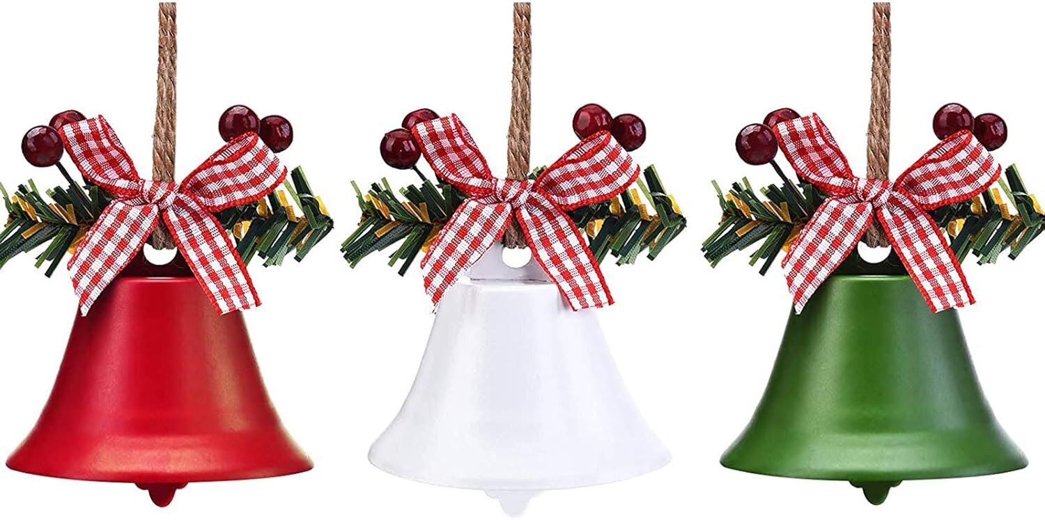 3 kpl Christmas Jingle Bells -koristeita punaisena valkoisen vihreänä hinta ja tiedot | Joulukoristeet | hobbyhall.fi