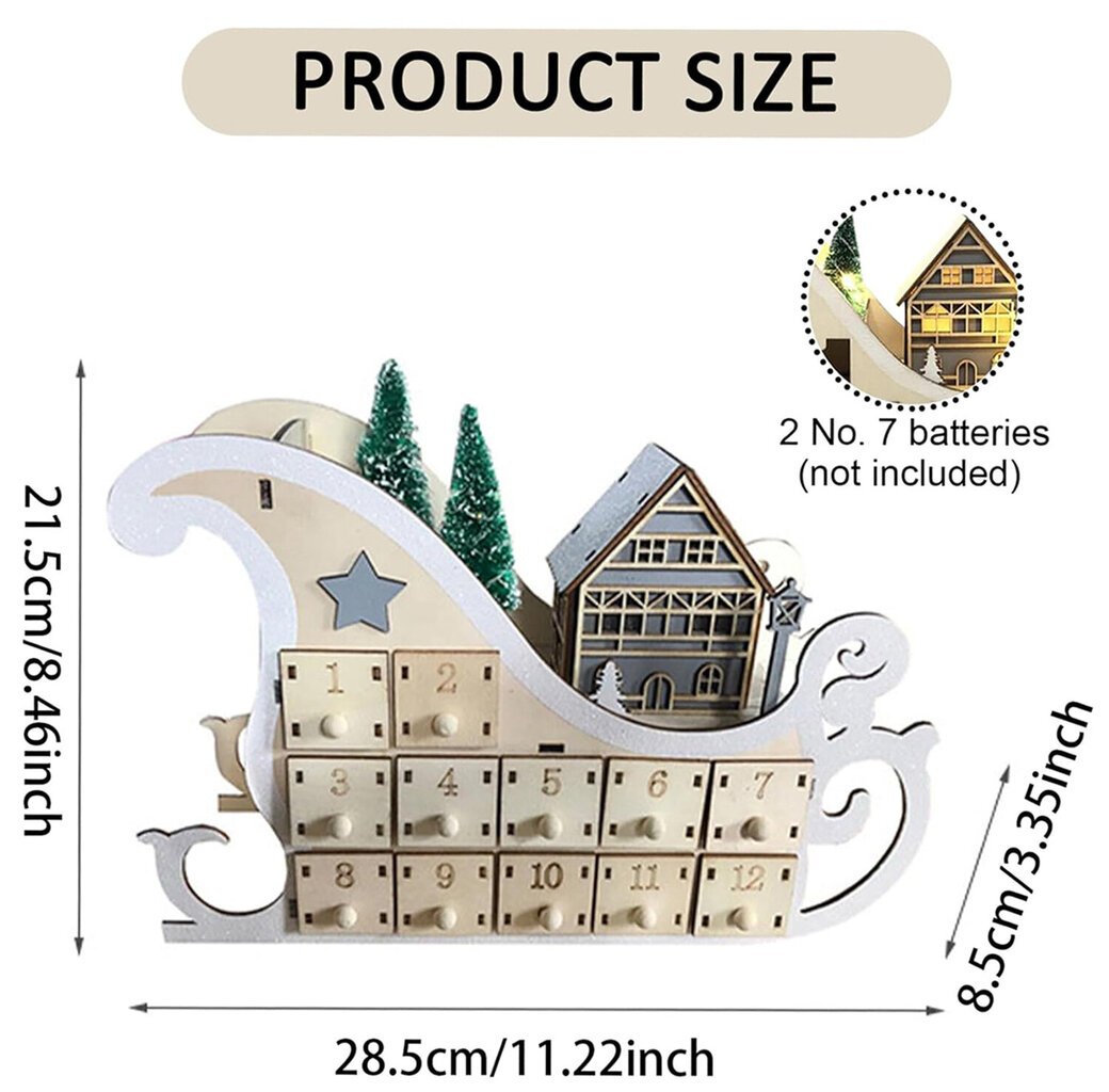 LED-joulukalenteri 24 säilytyslaatikolla, puinen lähtölaskentakalenteri koristeltu joulukuusitalolla, uudelleenkäytettävä, tee-se-itse joulukalenteri, sopii lahjaksi aikuisille ja lapsille (punainen) hinta ja tiedot | Joulukoristeet | hobbyhall.fi