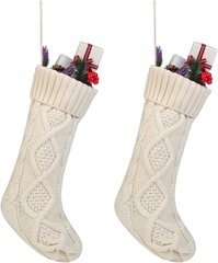 Twist-neulottu joulusukkasetti Pure Color White Ivory Classic Decoration 45,72 cm, 2-osainen setti hinta ja tiedot | Joulukoristeet | hobbyhall.fi