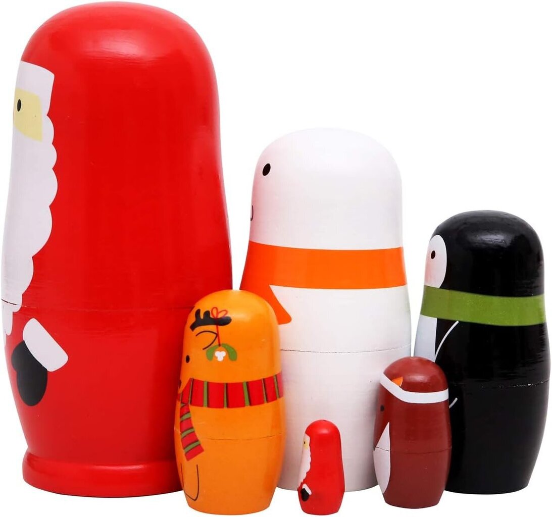 kpl Kauniita käsintehtyjä puisia venäläisiä pesimänukkeja Joulupukki Matryoshka -nukkeja Lahja jouluksi hinta ja tiedot | Joulukoristeet | hobbyhall.fi