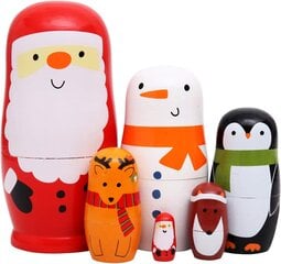 kpl Kauniita käsintehtyjä puisia venäläisiä pesimänukkeja Joulupukki Matryoshka -nukkeja Lahja jouluksi hinta ja tiedot | Joulukoristeet | hobbyhall.fi