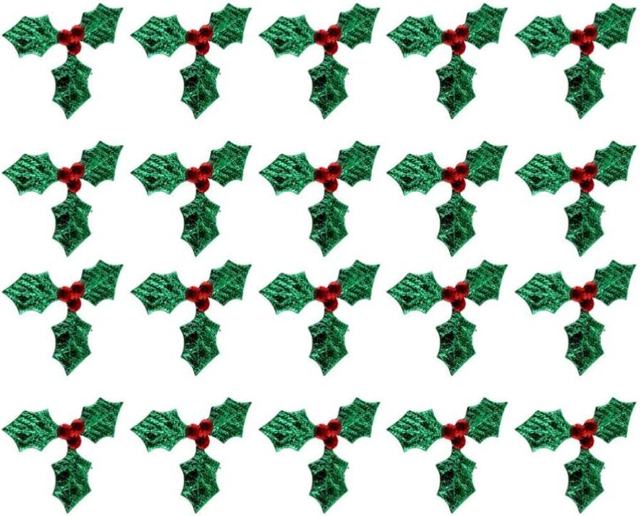 100 kpl Mini kolmilehtisiä Holly Berries -koristeita joulun seppeleasettelulahjaksi hinta ja tiedot | Joulukoristeet | hobbyhall.fi