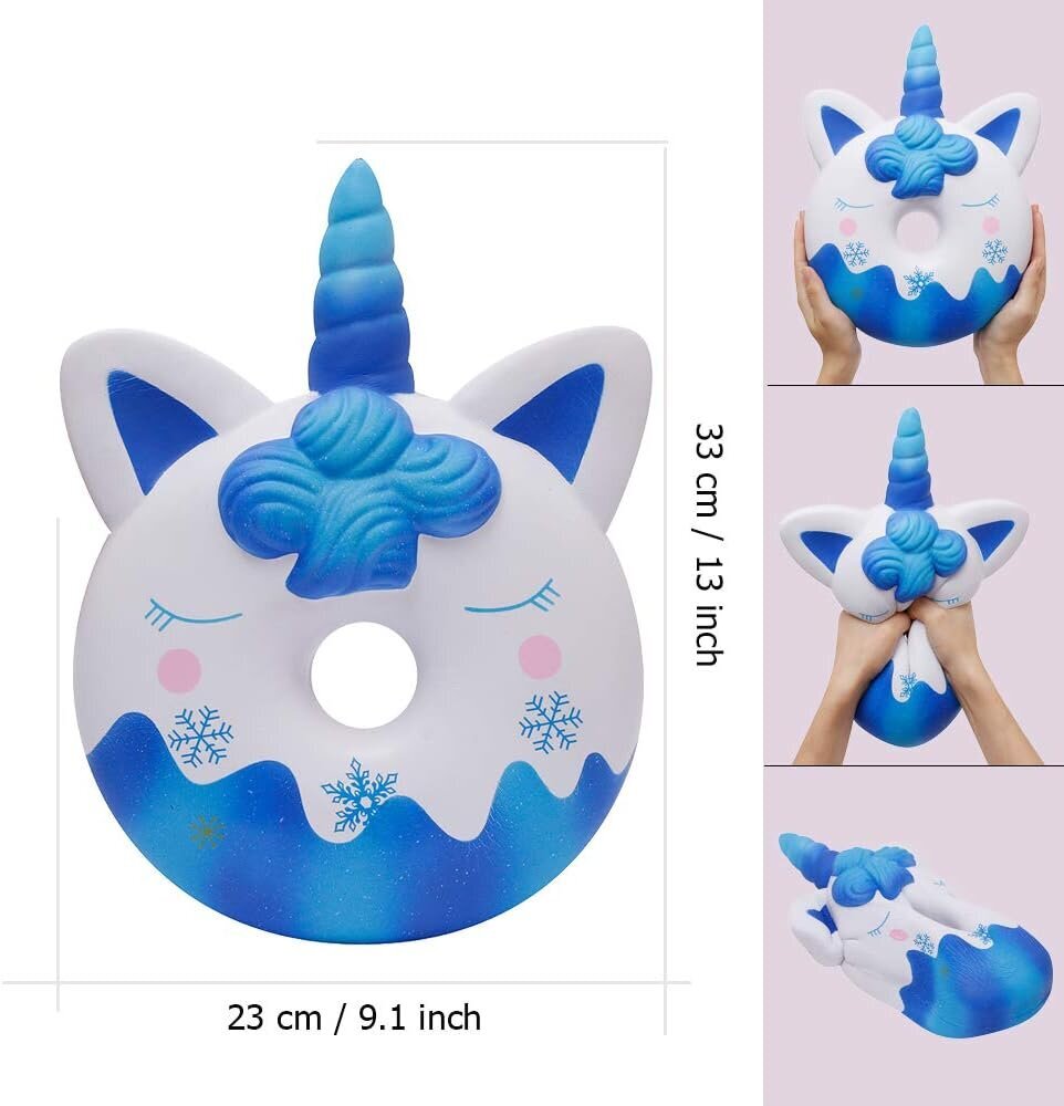 Giant Unicorn Donut Pehmeä, hitaasti nouseva tuoksuva jättimäinen munkkilelu lapsille aikuisille (sininen) hinta ja tiedot | Joulukoristeet | hobbyhall.fi