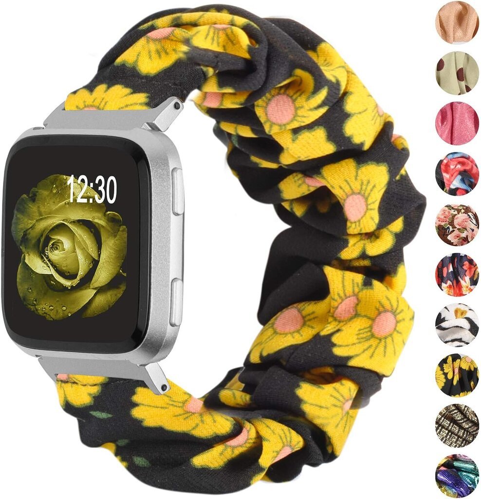 Fitbit Versa/Versa 2/Versa Lite Naisten Tyttöjen Pehmeä Kangas Elan kanssa yhteensopivat Scrunchie Bands hinta ja tiedot | Jalkineiden ja vaatteiden hoitotuotteet | hobbyhall.fi