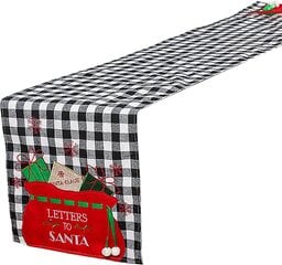 Käsintehty kangas joulupöytäjalka - mustavalkoinen - 33 x 180 cm hinta ja tiedot | Joulukoristeet | hobbyhall.fi