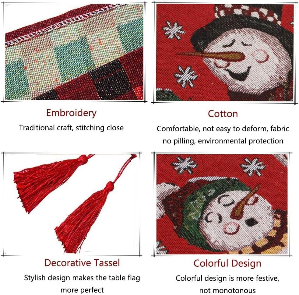 Christmas Table Runner, 14 x 71 tuuman säkkikangas lumiukon pöytäkiskot, punainen pöytäjalka, täydellinen illallisjuhliin, jouluun, häihin, lomapäiviin hinta ja tiedot | Joulukoristeet | hobbyhall.fi