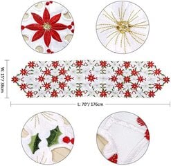 Joulubrodeerattu pöytäjalka, ylellinen Holly Poinsettia -pöytäjalka joulukoristeisiin, 14,56 × 68,89 tuumaa hinta ja tiedot | Joulukoristeet | hobbyhall.fi