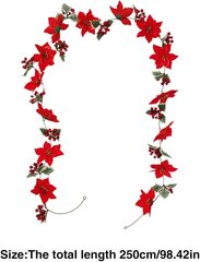 Berry Christmas Garland, Keinotekoinen joulutähti seppele punaisilla marjoilla ja Holly Leaves joulu hinta ja tiedot | Joulukoristeet | hobbyhall.fi