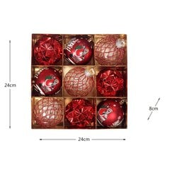 Setti 9 joulupalloa, 8 cm, laatikossa, maalattuja koristepalloja, joulukoristeita ja riipuksia hinta ja tiedot | Joulukoristeet | hobbyhall.fi