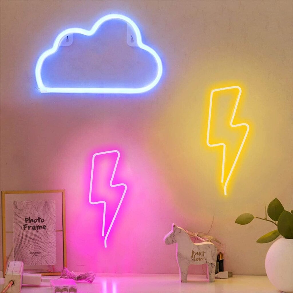 Lightning Neon, LED Lightning Shape Neon Sign, Neon Akku/USB hinta ja tiedot | Seinävalaisimet | hobbyhall.fi